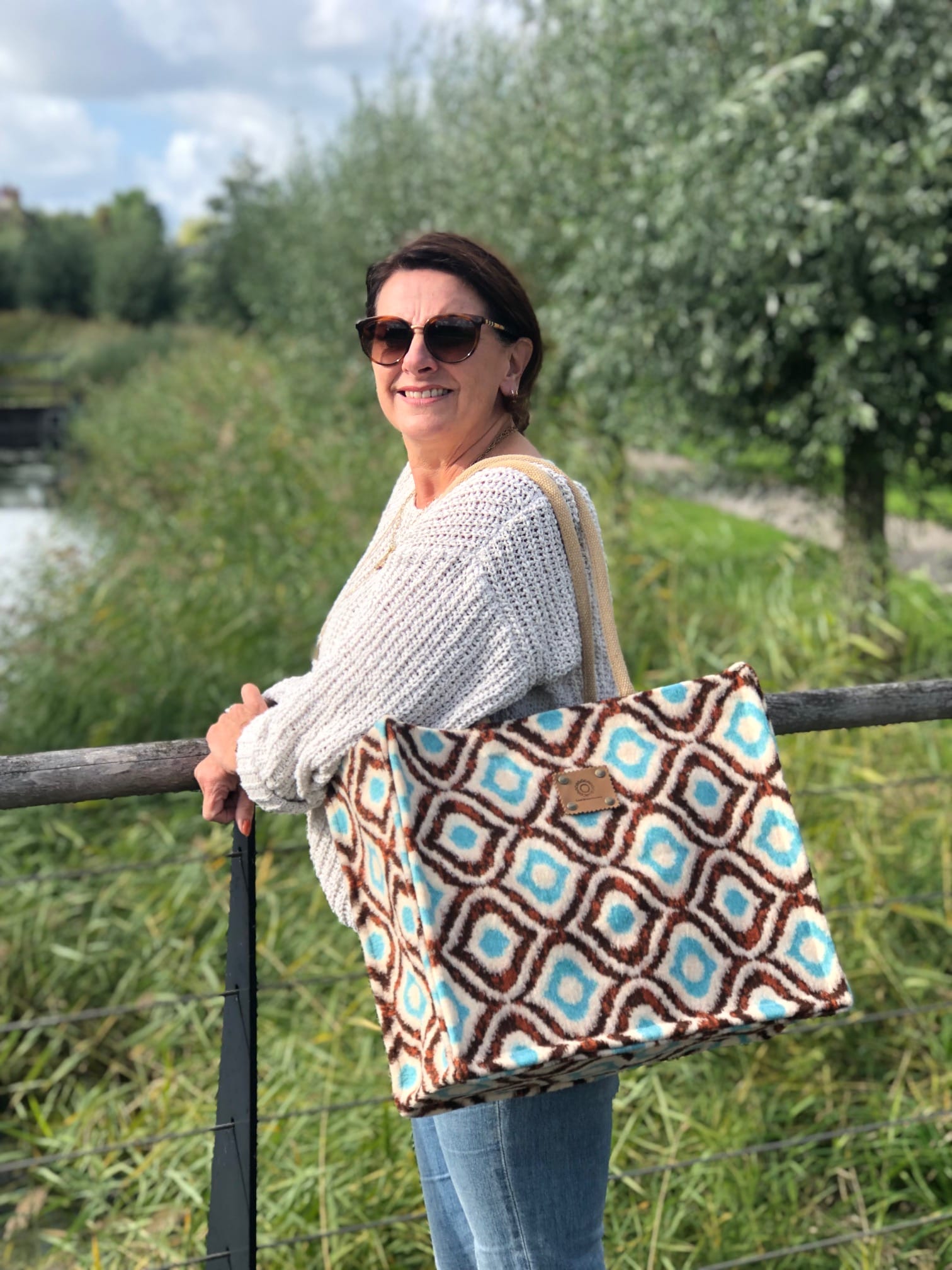 Duurzame jute shopper bekleed met Retro Wooly