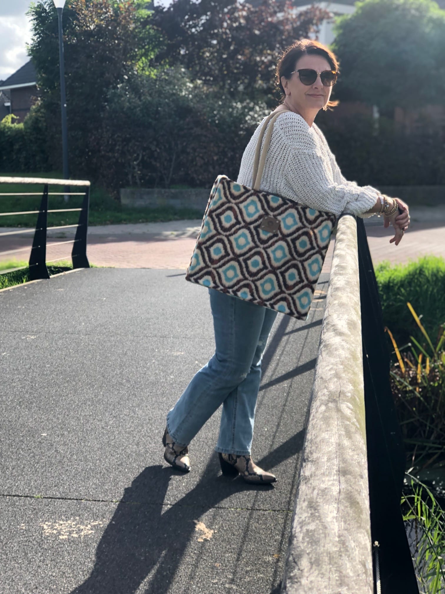 Duurzame jute shopper bekleed met Retro Wooly - Afbeelding 4