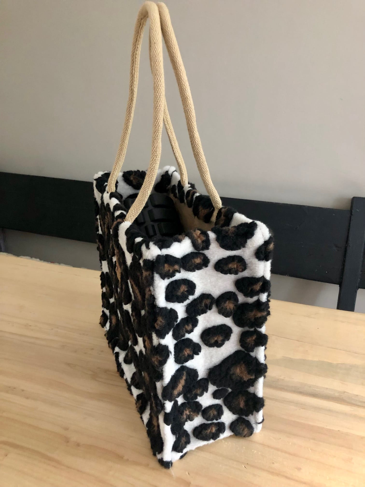 Duurzame jute shopper bekleed met Wooly Panther - Afbeelding 4