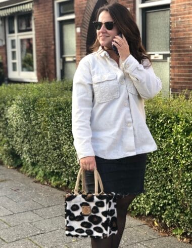 Kleine jute tas bekleed met Wooly Panther