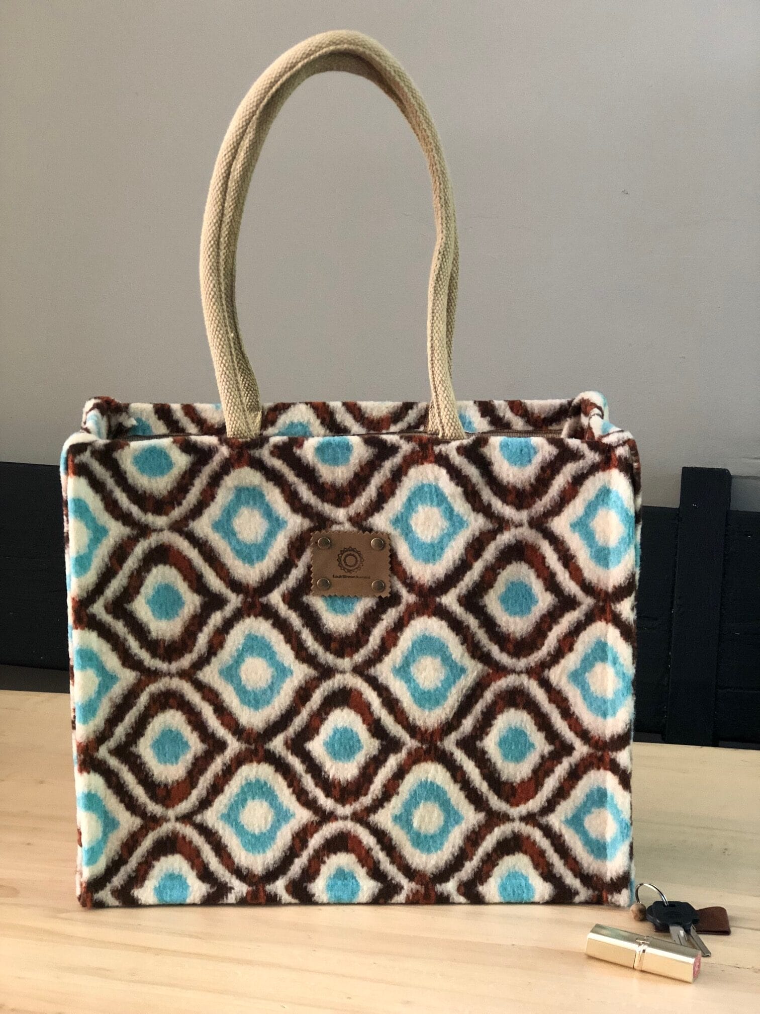 Duurzame jute shopper bekleed met Retro Wooly - Afbeelding 2
