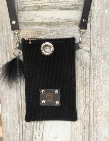 Cross-over festivaltasje van stoere zwarte ribcord