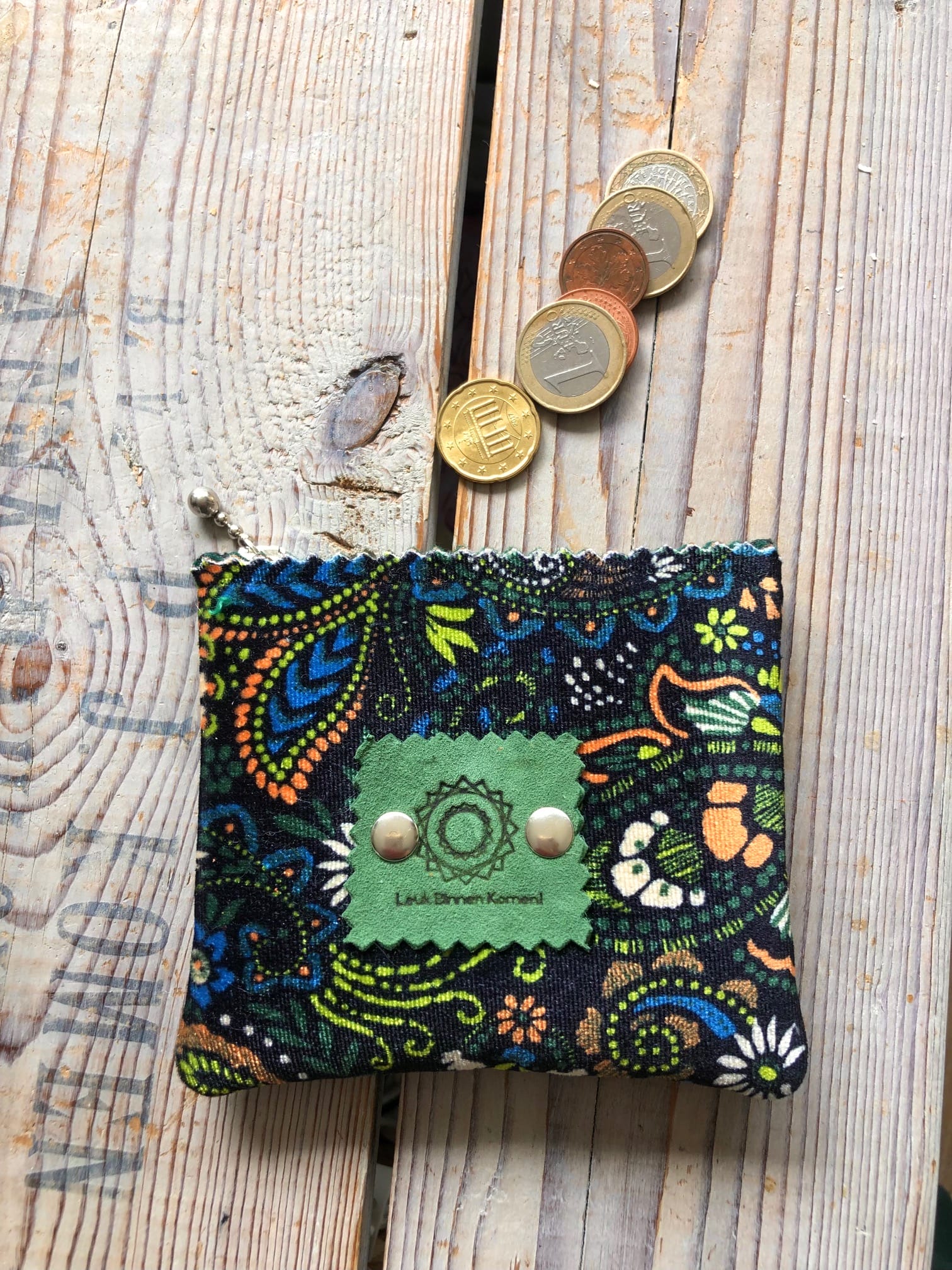 Portemonneetje met rits van velvet paisley