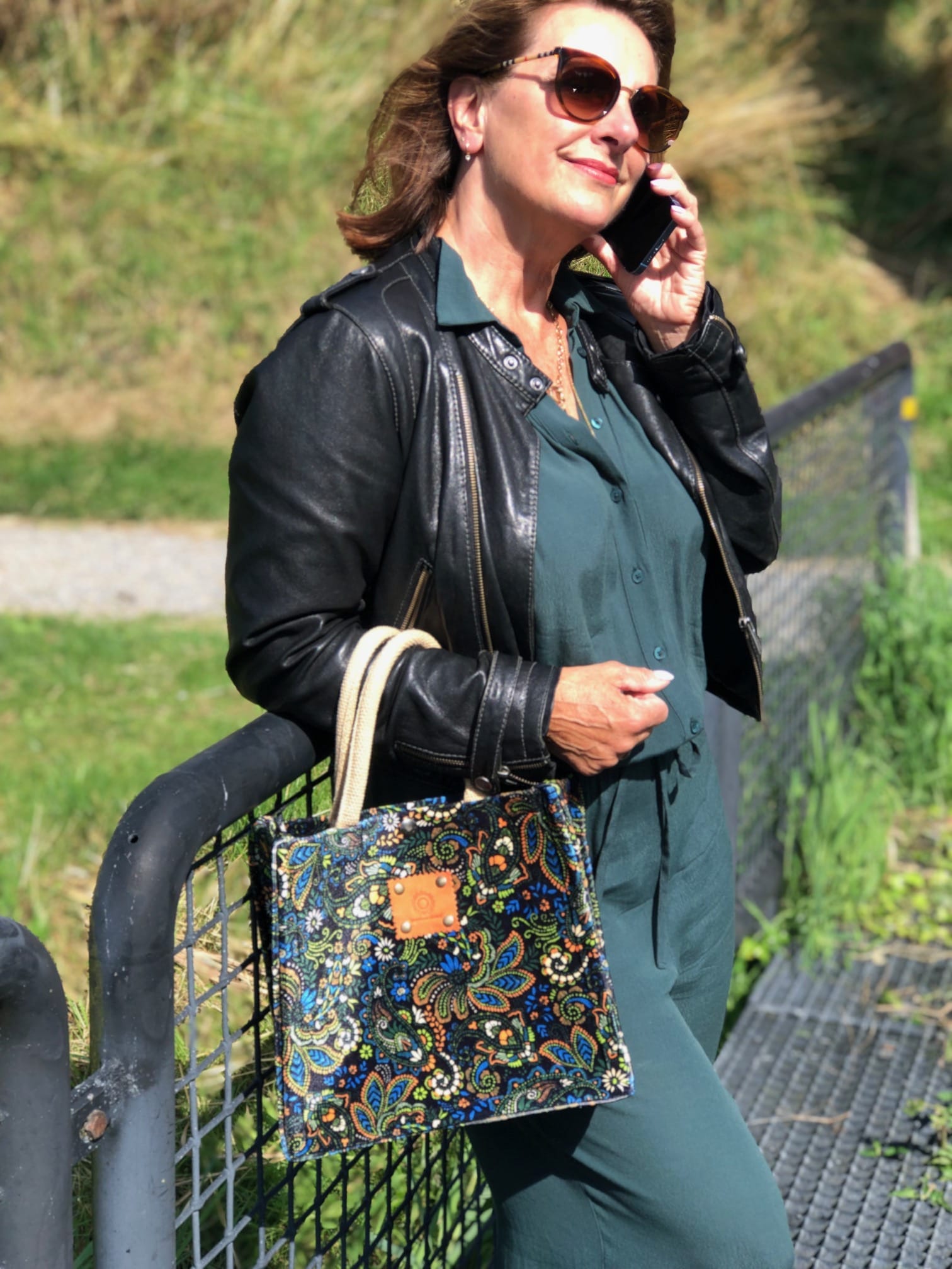 Handtas bekleed met zachte velvet in paisley motief - Afbeelding 5