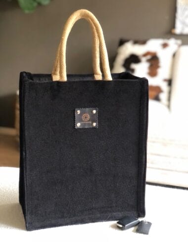 Unisex shopper bekleed met zwarte brede ribcord