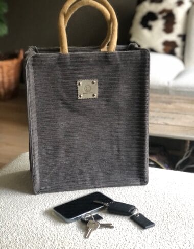 Unisex shopper bekleed met grijze extra brede corduroy