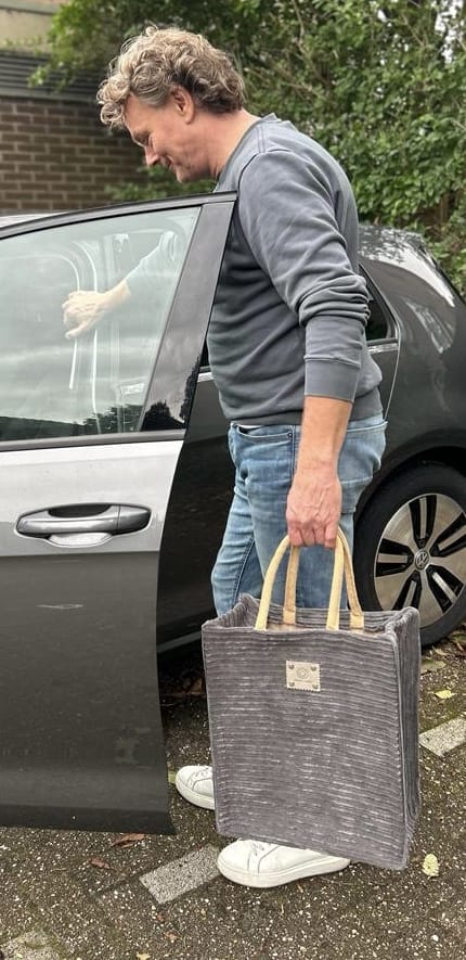 Unisex shopper bekleed met grijze extra brede corduroy - Afbeelding 5