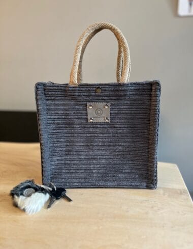 Handtas bekleed met brede grijze ribcord