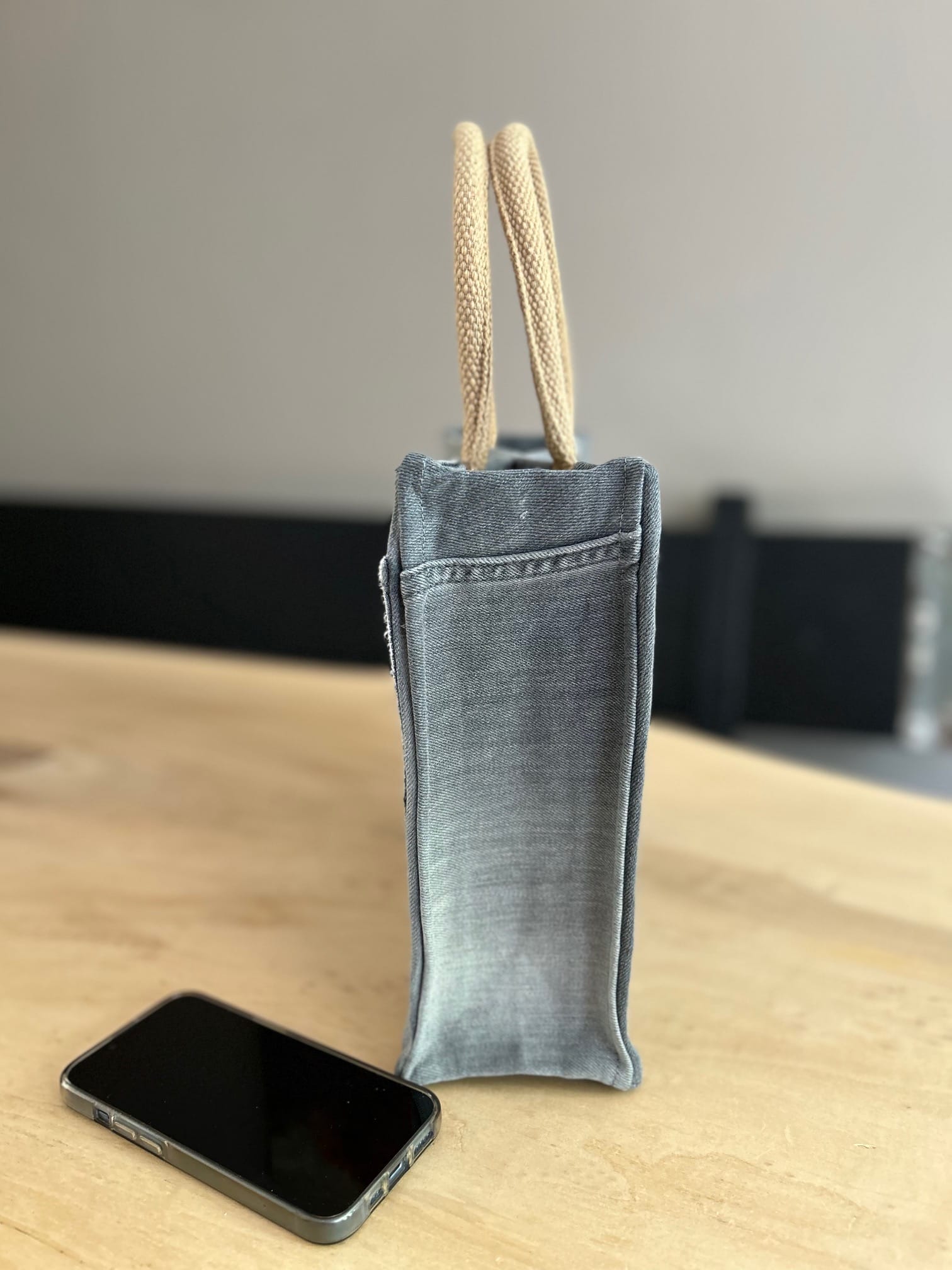 Handtas bekleed met black denim(ibizastyle)
