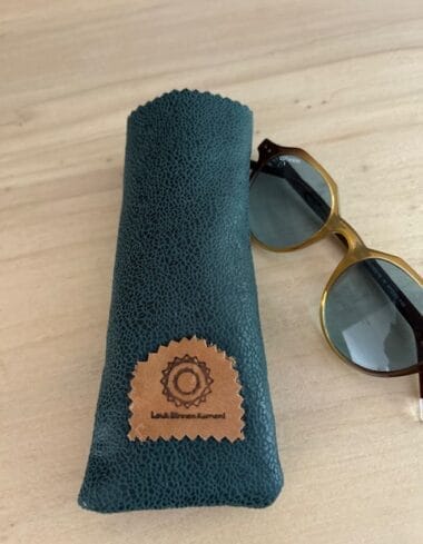 Brilhoesje van petrolgroene leatherlook