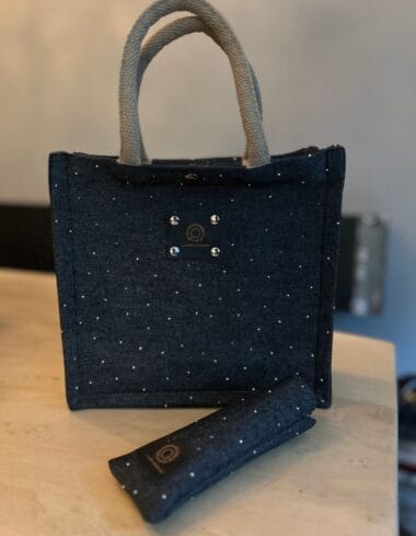 Handtas bekleed met black denim fabulous drops