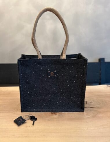 Shopper bekleed met black denim fabulous drops