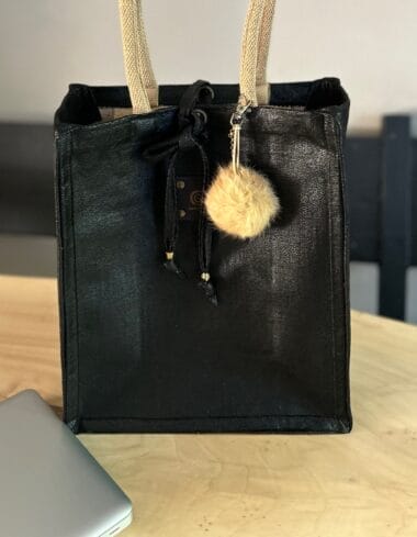 Unisex shopper bekleed met zwarte leatherlook