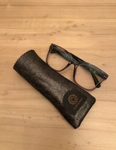 Brilhoesje van black denim gold coated