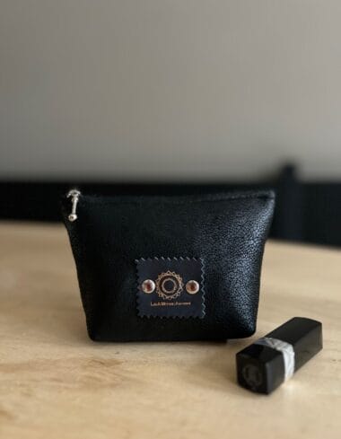 Make up tasje van zwarte leatherlook