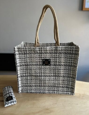 Shopper met Sjanel off white met zilverdraad
