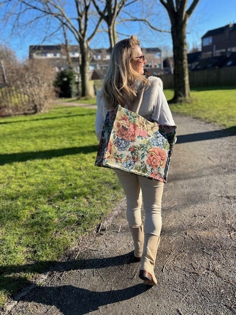 Shopper gobelin zand vintage flower