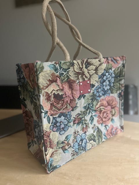 Shopper gobelin zand vintage flower