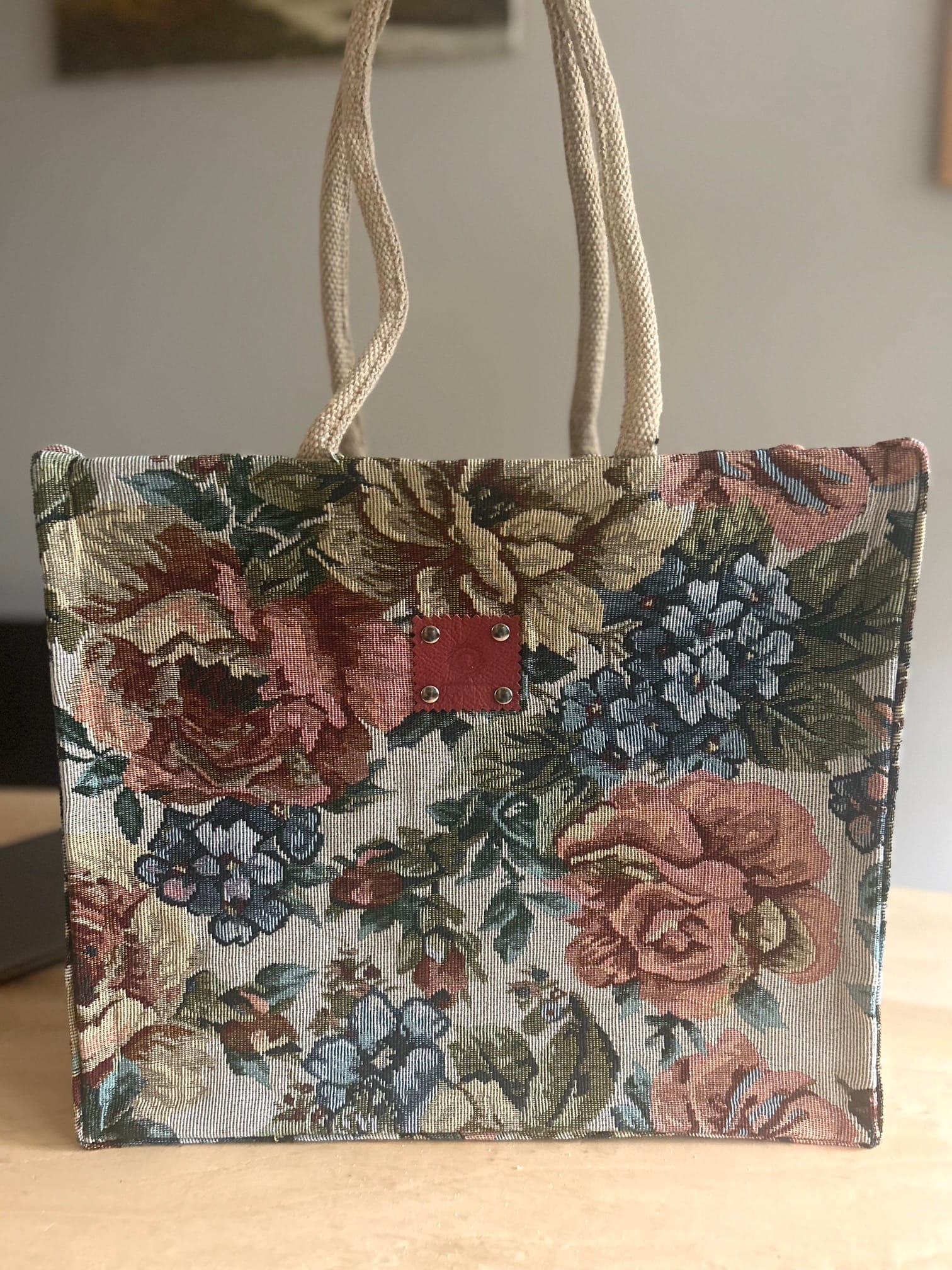 Shopper gobelin zand vintage flower